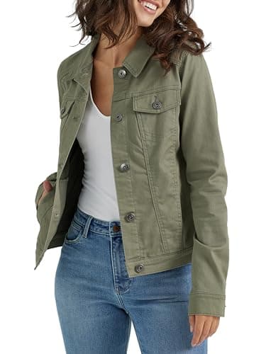 Stretch Denim Jacket, Olive, Large