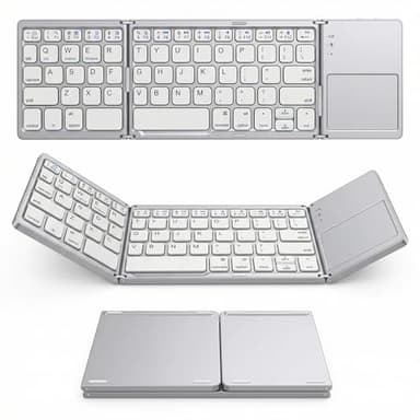 Bluetooth Foldable Keyboard with Touchpad, Tri-Fold Wireless Foldable Keyboard for iPad, Phone, Tablet, Auto Reconnect Portable Wireless Keyboard for Travel, Slim Magnetic Folding Keyboard Bluetooth