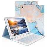 LAMA Keyboard Case for iPad 9.7 inch 2018 (6th Gen)/ 2017 (5th Gen)/2016 iPad Pro/iPad Air 2/1, Detachable - Wireless Keyboard Cover with Pencil Holder for iPad 9.7 inch, Auto Sleep/Wake, Marble Blue