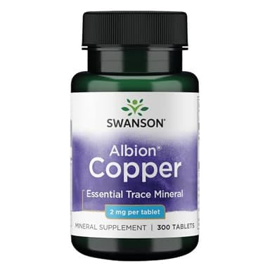 Swanson Copper Chelate Mineral Supplement for Adults Seeking Antioxidant, Immune, and Red Blood Cell Support - 2 mg (300 Tablets)