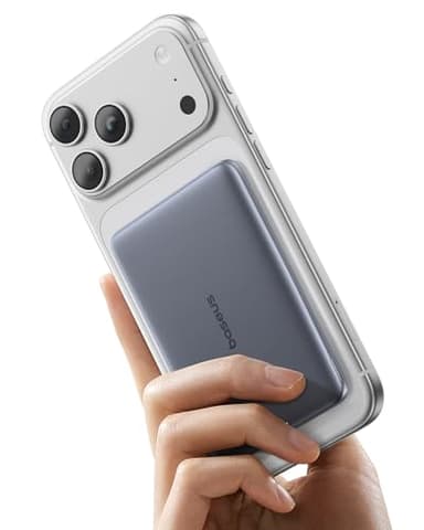 Baseus Picogo Power Bank, 0.3" Ultra Slim 5000mAh MagSafe Portable Charger, Card-Size Magnetic Battery Pack with USB-C Braided Cable, Alloy Wireless Charger for iPhone 17 Pro Max/17 Air/16/15/14/13/12