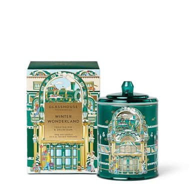 Glasshouse Fragrances, Winter Wonderland Candle, Triple Scented Natural Soy Wax Blend, 3 Wicks & Glass Jar, 100 Hour Burn Time, Frosted Fir & Snow Gum, 26.8 oz. (760g)