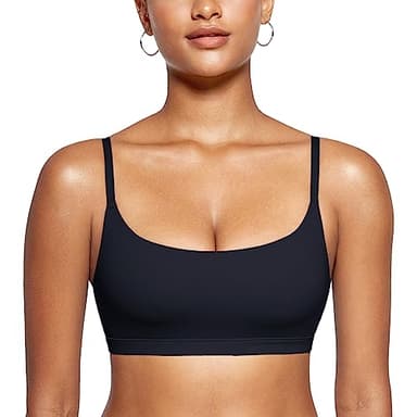 INLYRIC Women's Inbarely Bralettes Cami Bras No Underwire Wireless Seamless Unlined Comfort Sports Bra Black Medium