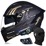 ACLFFSHOP Bluetooth Modular Motorcycle Helmets, DOT Approved Flip Up Full Face Motorcycle Dual Visor Helmet, with Dual Speakers and Microphone, for Adults Men and Women M~XXL