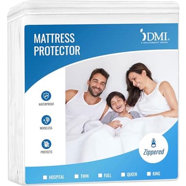 DMI Waterproof Mattress Protector and Mattress Cover, Soft, Encased Zippered Fit, Twin, Packaging may vary