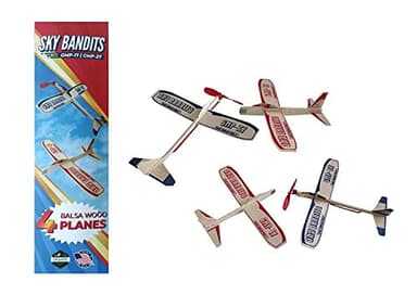 GRANITE MOUNTAIN PRODUCTS Balsa Wood Airplane Kits | Gliders and Propeller Plane Toys Set | Set of 4 Wooden Airplane | 2 Rubberband Powered Propellor Planes and 2 Balsa Wood Glider Planes