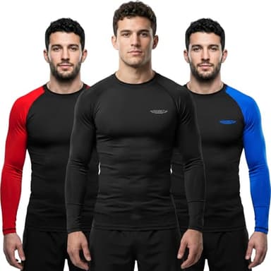 Exxact Sports Men’s BJJ Rash Guard Long Sleeve, IBJJF Ranked No Gi Jiu Jitsu Compression Shirt for MMA Grappling & Wrestling - (Black, AM)