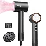 Hair Dryer, 110,000 RPM High-Speed Ionic Blow Dryer for Fast Drying, Professional Lightweight Hairdryer with Diffuser, Magnetic Nozzle, 4 Temps & 2 Speeds, Low Noise for Travel - Black