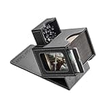 Mage Tech Card Deck Box for MTG Commander - Patented Design, Commander Display, Fits 100 Double-Sleeved Cards, 35pt Card Brick & Dice Tray - Black/Gray