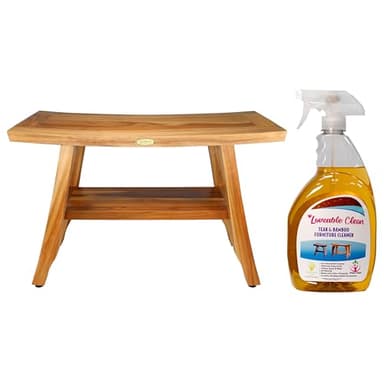 EcoDecors Satori Teak Shower Bench with Teak Furniture Cleaner