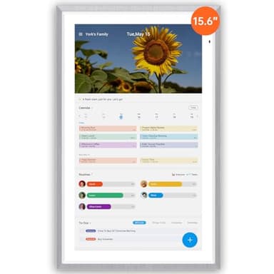ApoloSign 15.6-inch Digital Calendar: Dual Mode Calendars with Google Play & Multi-calendar Sync, Electronic Planner & Chore Chart, Smart Touchscreen, Interactive Display for Family Schedules (Gray Wood, 15.6")