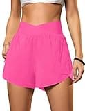 Blooming Jelly Women's Workout Shorts Athletic Running Casual Summer Quick Dry Gym Active Shorts with Zipper Pocket (Hot Pink,Large)