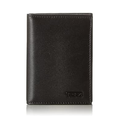 TUMI - Delta L-Fold Wallet with RFID Lock - Slim Bifold Leather Wallet - ID Window & Card Slots - Premium Gift Box - 4" x 3" - Black