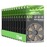 POWEROWL Hearing Aid Batteries Size 312, High Capacity Cell, Long Lasting 312A Battery, 72 Count