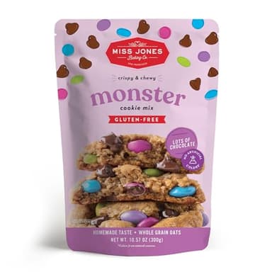 Miss Jones Baking Monster Cookie Mix - Certified Gluten Free & Made with 100% Oats, Easy To Bake Desserts & Treats, Artificial Colors, (Pack of 1)