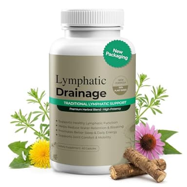 Paradise Emerald Lymphatic Drainage Supplements: Natural Herbal Complex Echinacea Burdock Root Dandelion Cleavers - Lymph System Support for Bloating Immune Health Fluid Balance 60 Capsules