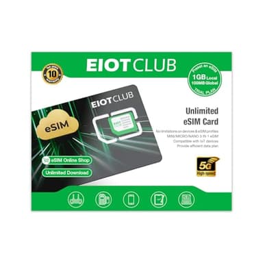 EIOTCLUB Physical eSIM Card for Android Unlocked Phones, Unlimited eSIM Downloads, eSIM Adapter for Global Travel Europe/USA/Japan/China/etc, Pre-Cut for Easy Use