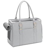 Fashion Pet Carrier Dog Purse Cat Bag Soft-Sided Carriers Travel Airline Approved, Stylish Leather Tote Handbag for Small Animal Puppy Kitten (Grey)