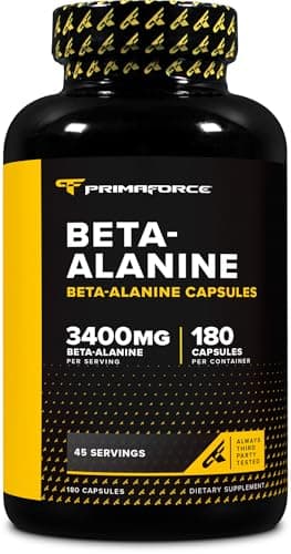 Primaforce Beta Alanine Capsules 3,400mg, 180 Capsules (45 Servings) - Potent Beta-Alanine Supplement