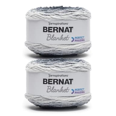 Bernat Blanket Perfect Phasing DEEP Black Cake Yarn - 2 Pack of 10.56oz/299.37g - 100% Polyester - #6 Super Bulky - 220 Yards for Knitting, Crocheting, Crafts & Amigurumi