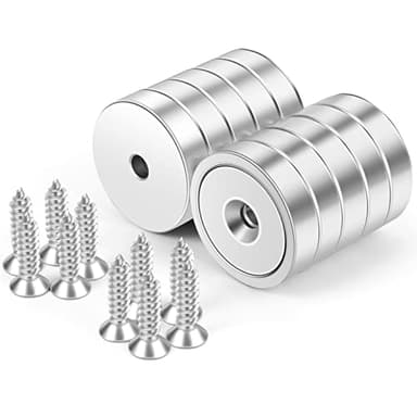 Neosmuk Magnets with Screws,130lbs+ Heavy Duty Rare Earth Neodymium Mounting Magnets with Holes, Countersunk Round Disc Industrial Magnets for Wall Mounting, 10 Pack