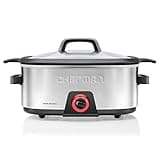 Chefman 6-Quart Slow Cooker, Electric Countertop Cooking, Stovetop & Oven-Safe Removable Insert for Browning & Sautéing, Family-Size Soups & Stews, Nonstick & Dishwasher-Safe Interior,Stainless Steel