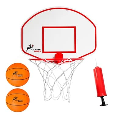 Majestic Hoops Mini Basketball Hoop - Indoor Basketball Hoop - Durable Plastic Basketball Hoop for Kids and Adults - No Assembling - Premium Basketball Game with Ball and Pump