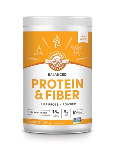 Manitoba Harvest Hemp Yeah Balanced Protein and Fiber Powder, Unsweetened, 16oz, with 15g protein, 8g Fiber and 2g Omegas 3&6 per Serving, Keto-Friendly, Preservative Free, Non-GMO, Packaging May Vary