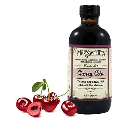 MacSweeties Cocktail Syrups & Bitters - Cherry Cola Cocktail and Soda Syrup - Premium Cocktail Mix For an Old Fashioned or Cherry Cola Manhattan - Simple Syrup for Cocktails and Soda - 8 Ounce Bottle