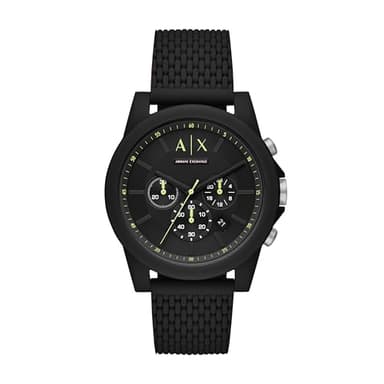 Armani Exchange Chronograph Black Silicone Watch