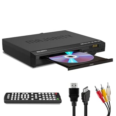 2026 Model HDMI DVD Player for TV | 1080P Region Free DVD-Players for Smart TV | Mini DVD Player with USB, CD & MP3 | HDMI Cable, RCA Cable & Remoted Control | MAJORITY DVD