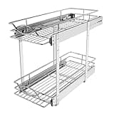 Sikarou Pull Out Cabinet Organizer 7" W x 21" D 2-Tier Individual Slide Out Drawer Pantry Shelf Storage for Kitchen Base Cabinet Organization ​for Kitchen, Bathroom, Pantry, Chrome
