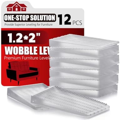 Flexible Plastic Shims 12pcs Kit Size Variety | Clear Leveling Kit for Home Improvement | Furniture Leg Stabilizers | Table & Toilet Shims - Trim-to-Fit Wedges | Stackable Design | Furniture Levelers