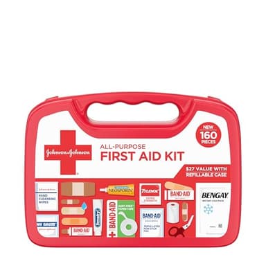 All-Purpose Portable Compact First Aid Kit for Minor Cuts, Scrapes, Sprains & Burns, Perfect for Home, Car, Travel, Camping Essentials & Outdoor Emergency Kit, 160 Piece