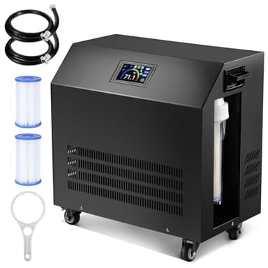 1 HP Aquarium Chiller for Cold Plunge Tubs, Portable Water Cooler with Hot & Cold Mode, Casters, 2500W Water Chiller with 5W Ozone for Cold Plunge, Cold Therapy Recovery, Pool, Aquarium Chiller