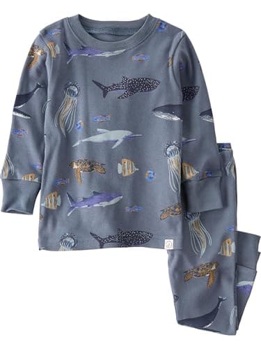 little planet by carter's Baby 2-Piece Pajamas Made with Organic Cotton, Deep Blue Sea Print, 5T