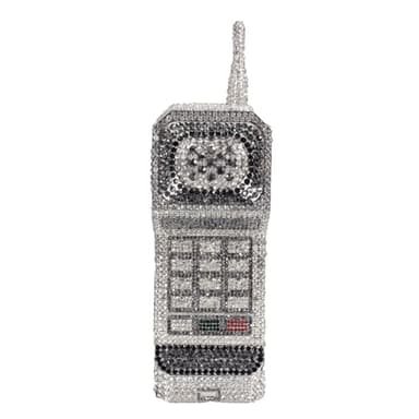 TYQVRVZ Women Funny Cellphone Shape Rhinestone Clutch Purse Cute Crystal Handbag Novelty Diamond Evening Bag for Party Prom, Silver