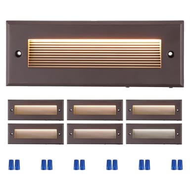 LEONLITE 5W/4W/3W Dimmable 5CCT Low Voltage LED Step Lights Outdoor, 9 Inch Exterior Step Lighting, 12-24V AC/DC Landscape Stair Riser Light, UL Listed, IP65, Oil Rubbed Bronze, Aluminum, Pack of 6