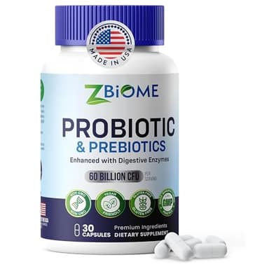 Prebiotics and Probiotics for Men & Women – 60 Billion CFU with 10 Strains – Pre and Probiotics with Acidophilus for Immune, Gut Health, Digestive Support, Constipation,Diarrhea, Gas & Bloating -30ct
