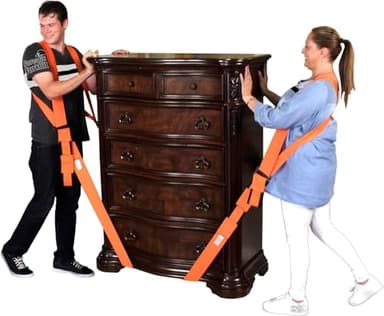 Forearm Forklift Shoulder Harness XL, Heavy Duty Furniture Lifting Tool Set with Extended Lift Strap, Professional Appliance Moving Straps & Furniture Straps for Moving, 800 lb Capacity, Orange