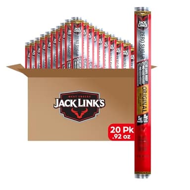 Jack Link's Original Zero Sugar Beef Sticks - (20 Pack) 0.92 oz Meat Sticks - Ready to Eat Protein Snacks - 5g Protein per Serving - Made with 100% Real Beef