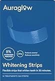 Auraglow Teeth Whitening Strips, Sensitive Whitening Strips, 14 Whitening Treatments, 8% Hydrogen Peroxide with Nano Hydroxyapatite (nHAp) to Reduce Sensitivity and Protect Enamel, 28 Strips, Mint