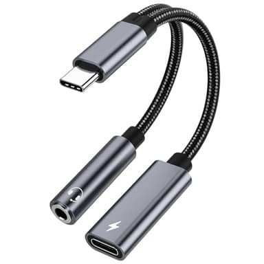 Samsung Galaxy S25 Headphone Adapter, USB C to AUX Mic Jack with PD 60W Fast Charging for Stereo, Earphones, Compatible with Samsung Galaxy S25/S25+/S25 Ultra/S24/S24+, Google Pixel 8/7