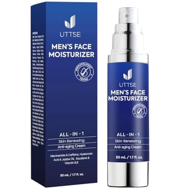 6-in-1 Face Cream for Men: Anti Aging & Wrinkle Cream for Men with Collagen, Hyaluronic Acid, Vitamins E & B, Shea Butter - Dark Spots Remover & Eye Bags Treatment - 1.7 oz.