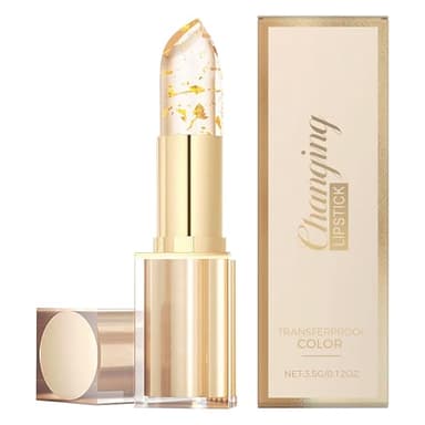 LXMTOU Transfer-Proof Color Changing Lipstick for Women, Long-Lasting pH Color Changing Lipstick with Clear Gold Foil, Hyaluronic Acid, Moisturizing & Nourishing Lip Balm