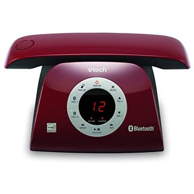 VTECH VS122-16 Retro-Design Cordless Phone: Bluetooth Connect to Cell, Call Blocker, Answering System, Full-Duplex Speakerphone