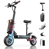 HLOIE Electric Scooter for Adults Peak 5600W Dual Motor Up to 50MPH,Battery Range to 45Miles Fast Sports Escooter 11" Off Road Tires 800lbs Max Load Folding Scooter for Teens with Detachable Seat