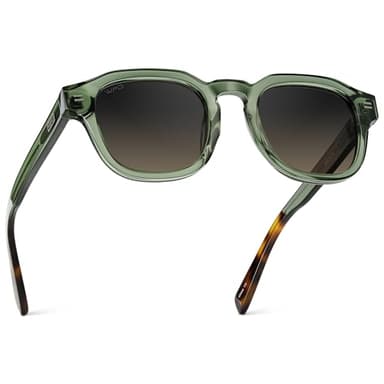 WearMe Pro WMP Eyewear – Men’s Square Polarized Sunglasses: Thick Acetate Frame, Bold Geometric Shape, 5-Barrel Hinges, Retro 60s Design (Crystal Agave Green/Grey Brown Gradient Lens)