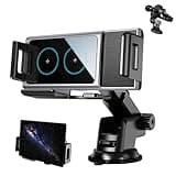 Wireless Car Phone Charger, Car Phone Mount, Auto-Rotating Dual Coils 15W Qi Fast Charging Charger for Samsung Galaxy Z Fold/Flip 6/5/4/S24/S23, for iPhone 15/14 Pro Max