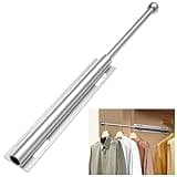 Valet Rod for Closet Pull Out, Retractable Slide Out Valet Rod Closet Organization, 12" Aluminum Valet Clothing Hanger Rods Perfect for Suits, Dresses & Freshly Pressed Clothes, Easy DIY Installation